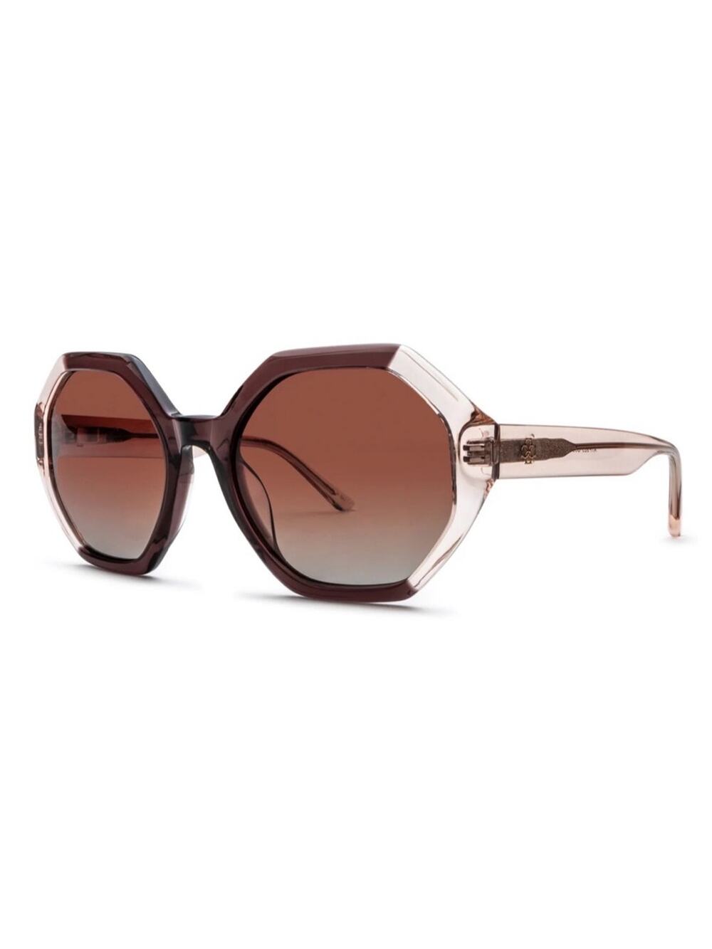 New Ann Taylor ATP923 C03 Octagonal Translucent Dark Rose Sunglasses Authentic